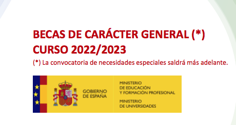 Becas del Ministerio de Educación para estudios postobligatorios Curso 2022/2023